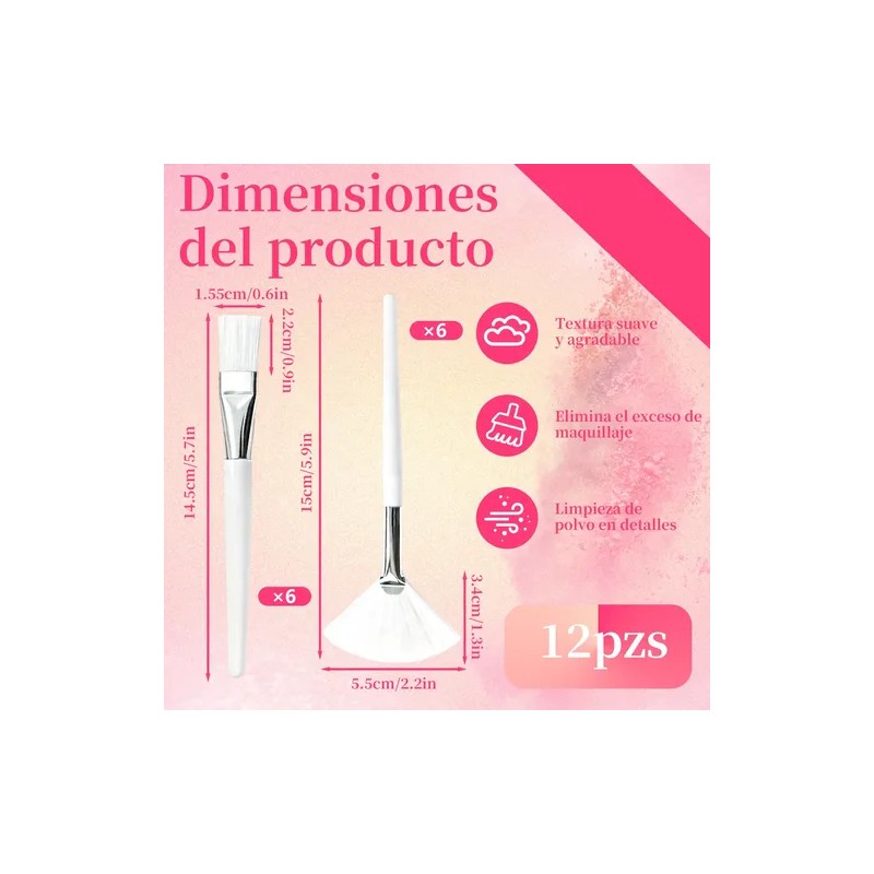 12 Pzs Brochas Mascarillas Faciales Serum Acido Spa Blanco
