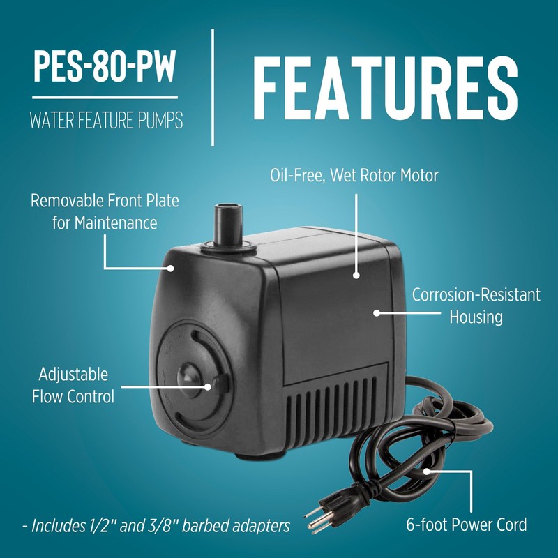 Little Giant PES-80-PW 115-Volt, 77 GPH Magnetic Drive Fountain Pump