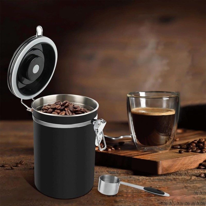 Ruikcoll Airtight Stainless Steel Coffee Container 1.8L with Outlet Valve