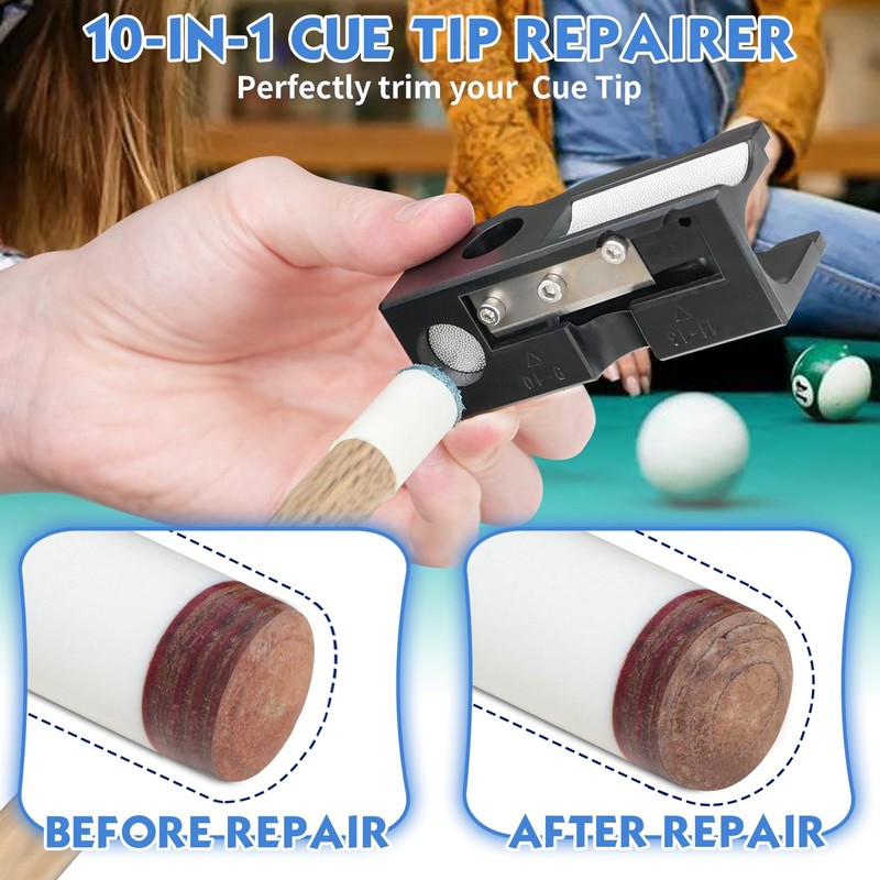 PARAROSE 10-in-1 Billiards Pool Cue Tip Shaper, Pool Cue Tips