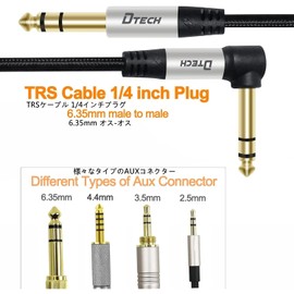 DTECH 6.35mm Audio Cable, L Shape Guitar Cable, Male to Male Nylon 6.35mm Jack Stereo 6.35mm Converter Cable, 1/4 TRS Balance Cable, Musical Instrument Cable, Compatible with Guitar Bass, Mixer,