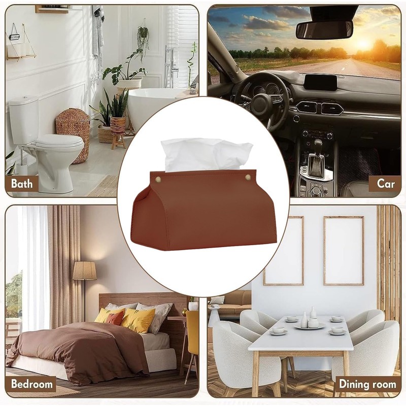 Tissue Box Cover, Refined Modern PU Leather Tissue Box Holder