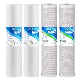 PUREPLUS 5 Micron 20"x4.5" Whole House Water Filter Cartridge Combo Kit with Sediment and Activated Carbon Block Filter - Replacement for FPMB5-20, AP810-2, FC25B, EPM-20BB, 2 PACK