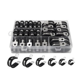 Daiilg 52 Piece Cable Clamp Cable Clamp Assortment Kit Black Stainless Steel In 6 Sizes 1/4In 5/16In 3/8In 1/2In 5/8In 3/4In