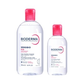 BIODERMA, Limpieza para Piel Sensible, Sensibio H2O 250 + 500ML, Dúo de Agua Micelar Desmaquillante, Calma la Irritación