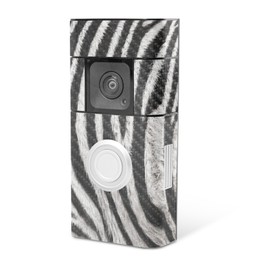 MightySkins Carbon Fiber Skin Compatible with Ring Video Doorbell Plus - Zebra Closeup | Protective, Durable Textured Carbon Fiber Finish | Easy to Apply