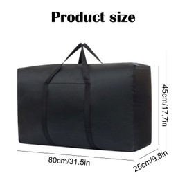 TSHAOUN 90L Large Storage Bag, Waterproof Black Oxford Moving Bags, Foldable Storage Bag for Seasonal Clothing, Quilts, Blankets, Christmas Decorations (Black)