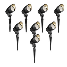 GOODSMANN Landscape Lighting Low Voltage Landscape Light 50W Halogen Spot Lights with Metal Stake and Connector 380 Lumens Flood Light (8 Pack) 9920-9601-08