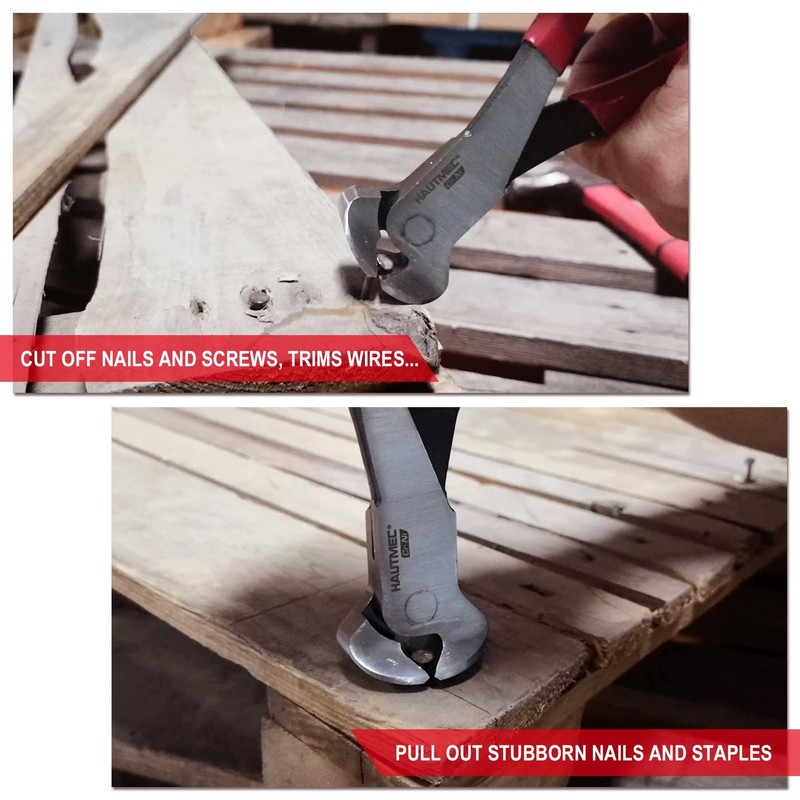 HAUTMEC End Cutting Pliers 7" Flush Cut Carpenters Pincers Nail