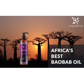 Unique Aromas Organic Baobab Body Oil - Baobab Moisturizer Oil for Face, Hair, Skin & Nails | Foot & Body Massage | Cold Pressed & Unrefined Oil for Smooth Skin| Vegan, Non-GMO & Gluten Free – 250ml