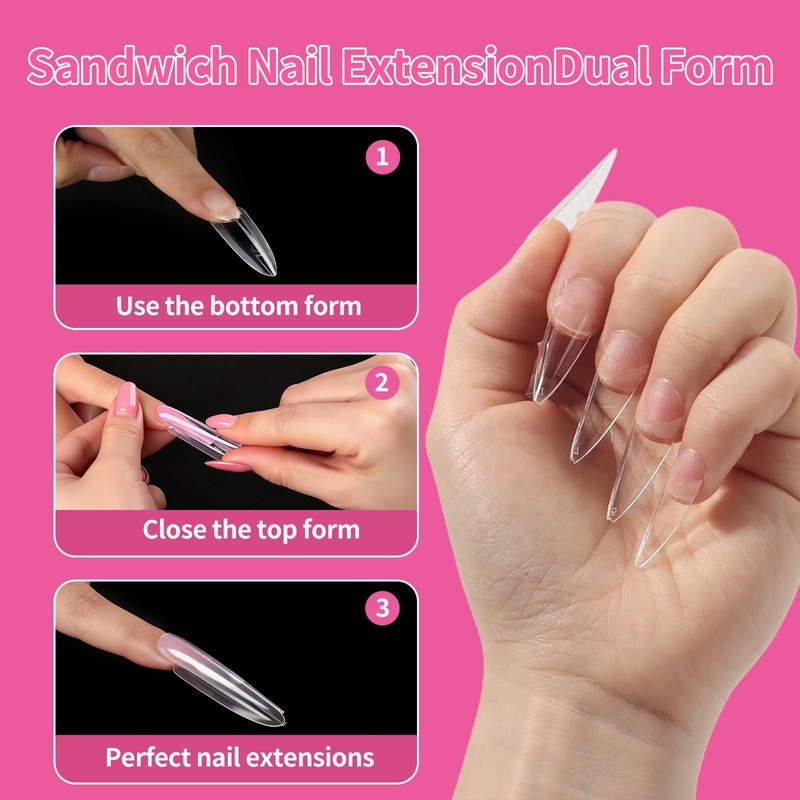 ZenithAura Original Sandwich Nail Form Dual Form 240 Pieces Almond
