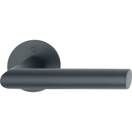 HOPPE Amsterdam Handle Set on Rosette Door Handles with Quick Pin Plus Door Fitting for TS 35-45 mm Stainless Steel Matte Black