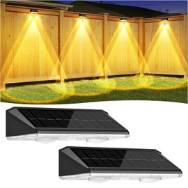 Wanderblooms Solar Fence Lights Outdoor 2 Pack, Fence Lights Solar Powered, 3 Modes(Warm/Neutral/Cool White) Solar Deck Light with Auto ON/Off, LED Lens for Deck/Wall/Step/Patio/Pool/Backyard