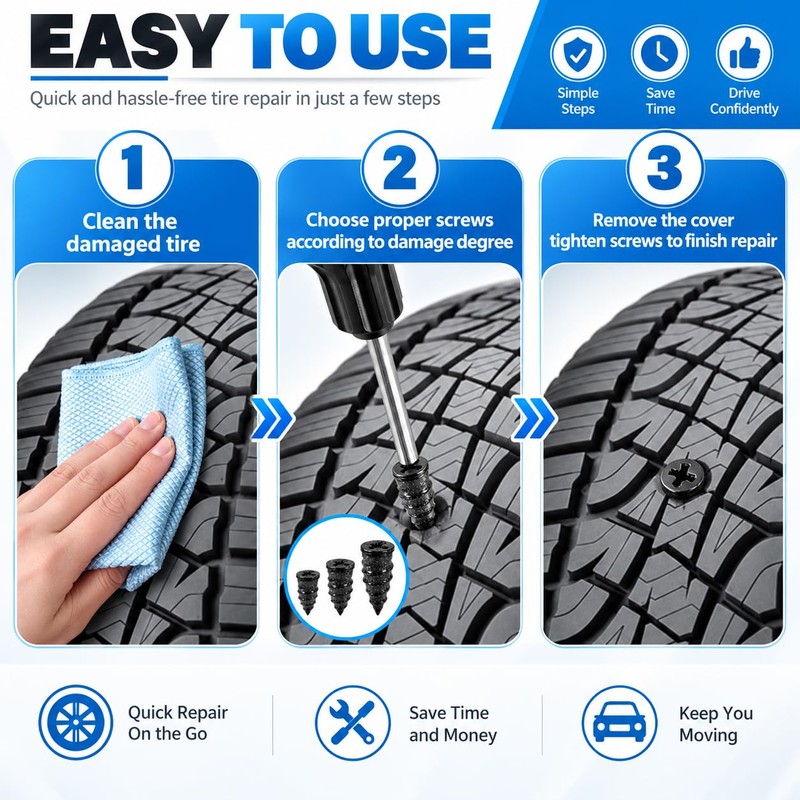 90PCS Tyre Repair Kit Rubber Nails Car Puncture Repair with