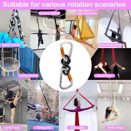 Aerial Trapeze Hardware Rotation for Yoga Straps Aerial Silks and Yoga hammock Aerial Lyra hoop Hanging kit a Single Rig Point Spin (Black set 3)