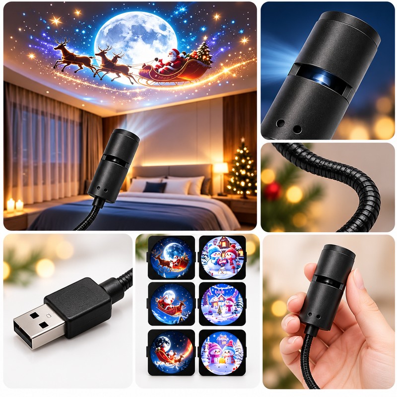 Christmas LED Projector Light – Adjustable Santa Claus and Christmas