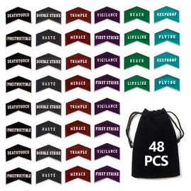 48 Pieces Magic Gathering Counters Tokens Antique Metal Buff MTG Keyword Counters Set Double Sided Compatible with MTG with Velvet Drawstring Pouch