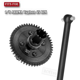 RCMYou 50T Center Diff&Center Drive Shaft Axles Upgrades Part for Arrma 1/8 Typhon 6S,Center Differential&Center Driveshaft Hop ups,Red