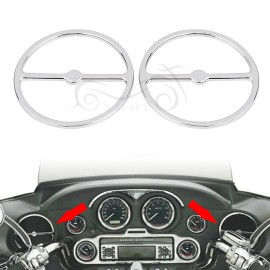 Unbranded Chrome Front Speaker Grills Cover Trim For Harley Street Tour Tri Electra Glide