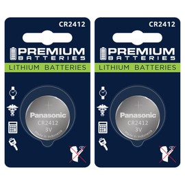 Premium Panasonic CR2412 Lithium 3V Coin Cell - Japanese Engineered High Capacity Batteries (2 Pack)