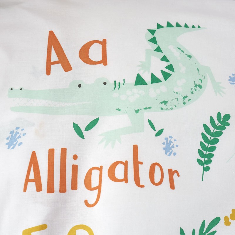 Happy Linen Company Girls Boys Kids Animal Alphabet ABC White
