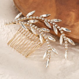 BERYUAN Leaf Rhinestone Wedding Hair Comb Sparkly Rhinestone Wedding Headpiece Bridal Hair Accessories for Women