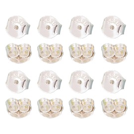 16pcs/8 Pairs Sterling Silver Earring Backs for Studs, 925 Sterling Silver Earring Backs Replacements,No Fading Secure Hypoallergenic Secure Earring Backs (5x5x2.5mm, Silver)
