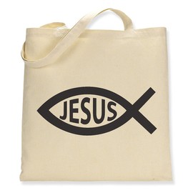 Simply Wallart Make it Love it Sell It - Ichthys - Jesus Fish - Canvas Tote Bag, Double Sided