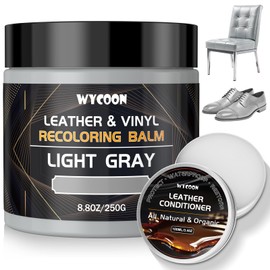 WYCOON Leather Recoloring Balm with Conditioner, Leather Repair kit for Furniture, Car Interior, Leather Paint & Dye, Color Restorer, Scratch Remover for Faded & Scratched Leather, Light Gray