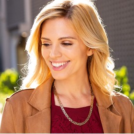 LIFETIME JEWELRY 7mm Mariner Link Chain Necklace 24k Gold Plated for Women & Men (20)