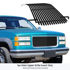 APS Compatible with GMC Suburban 1994-1999 & 94-99 Yukon & 94-98 C K Pickup Main Upper Stainless Steel SS Black 8x6 High Density Billet Front Grill Grille Insert S18-N21058G