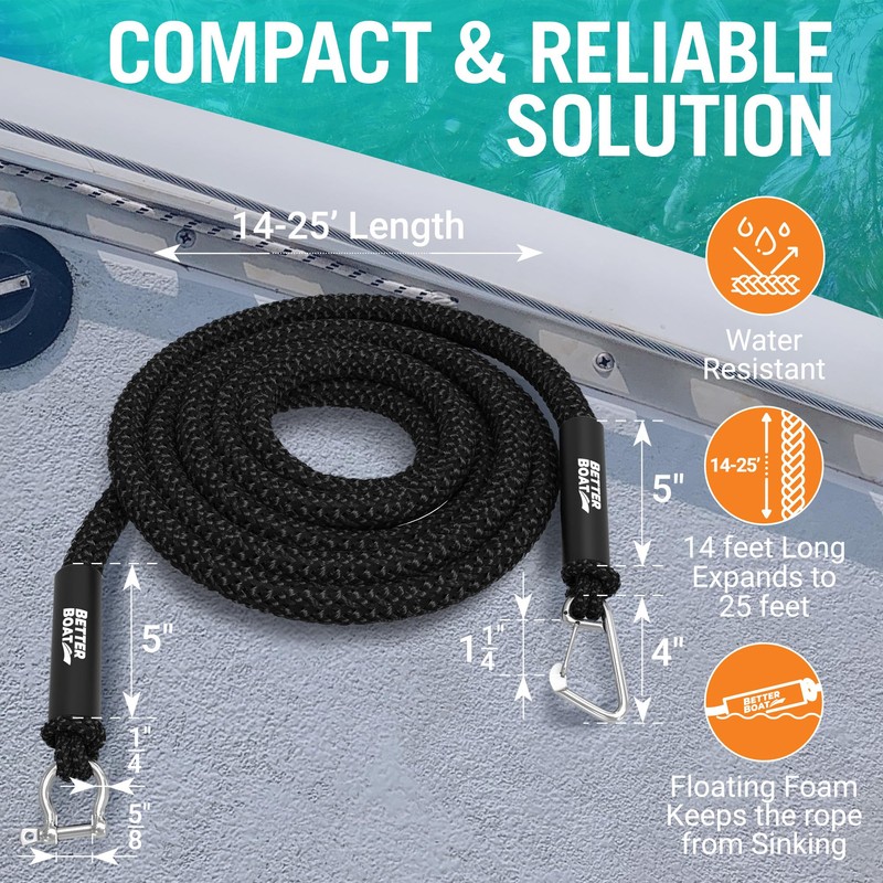 Bungee Anchor Rope, Elastic Snubber Anchor Line, 14 ft to