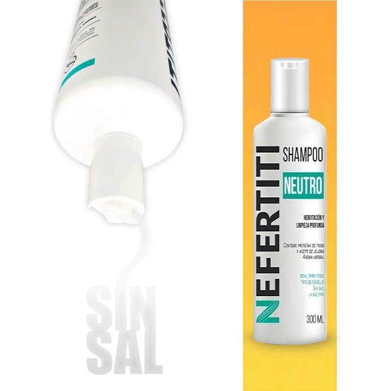 Shampoo Neutro Sin Sal Nefertiti Limpieza Profunda 300ml