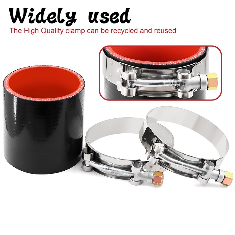 ID 3 Inch(76mm) High Temperature 4-Ply Reinforced Straight Silicone Hose