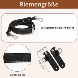 Shoulder Strap for Longchamp Women's Bag, Shoulder Strap for Longchamp Leather Bags, No Hole Punch, Adjustable Leather Replacement Kit, Suitable for Most Handbags Crossbody (Black, L)