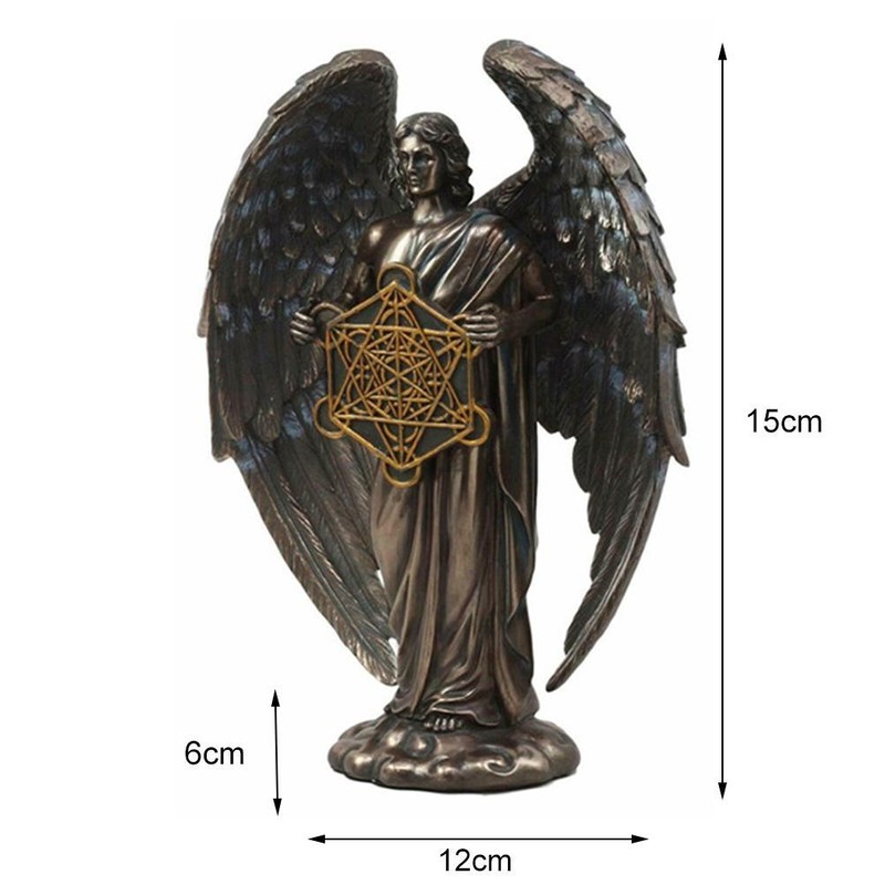 Resin Statues Bronzed Seraphim Six Winged Guardian Angel with Sword
