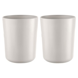 iDesign Small Steel Round Bathroom Trash Set of 2-Coconut White Oasis Waste Can M2