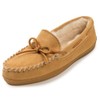 Minnetonka Women’s Hardsole Tan Pile-Lined Moccasin Slippers 8 W