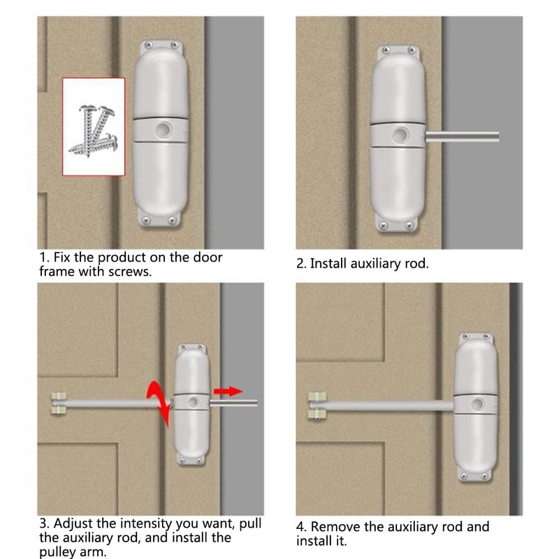 Automatic Spring Closer, Stainless Steel Safety Spring Door Closer, Adjustable