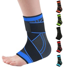 Novetec Ankle Brace Compression Ankle Support with Adjustable Wrap Ankle Socks for Men & Women for Plantar Fasciitis, Achilles Tendon, Sprained Ankle, Stabilize Ligaments, Sports Protection (Blue, Large)