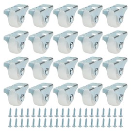 JAPCHET 20 PCS 25mm Small Fixed Castor Wheels, Drawer Wheels, Non Swivel Wheels for Trolley, Furniture, Cabinet