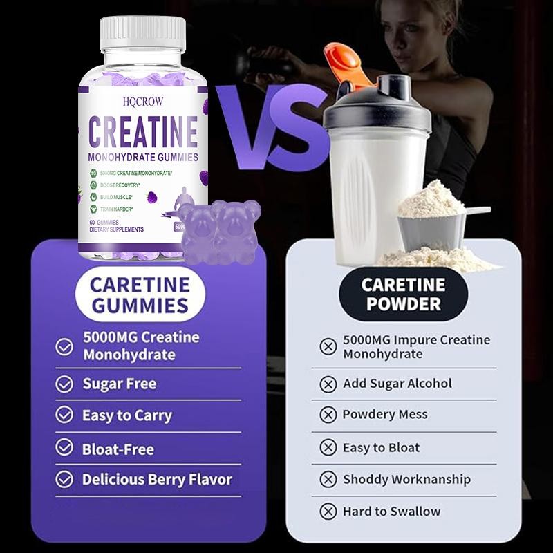 HQCROW Creatine Monohydrate Gummies - Mixed Berry, Vitamin B6 &