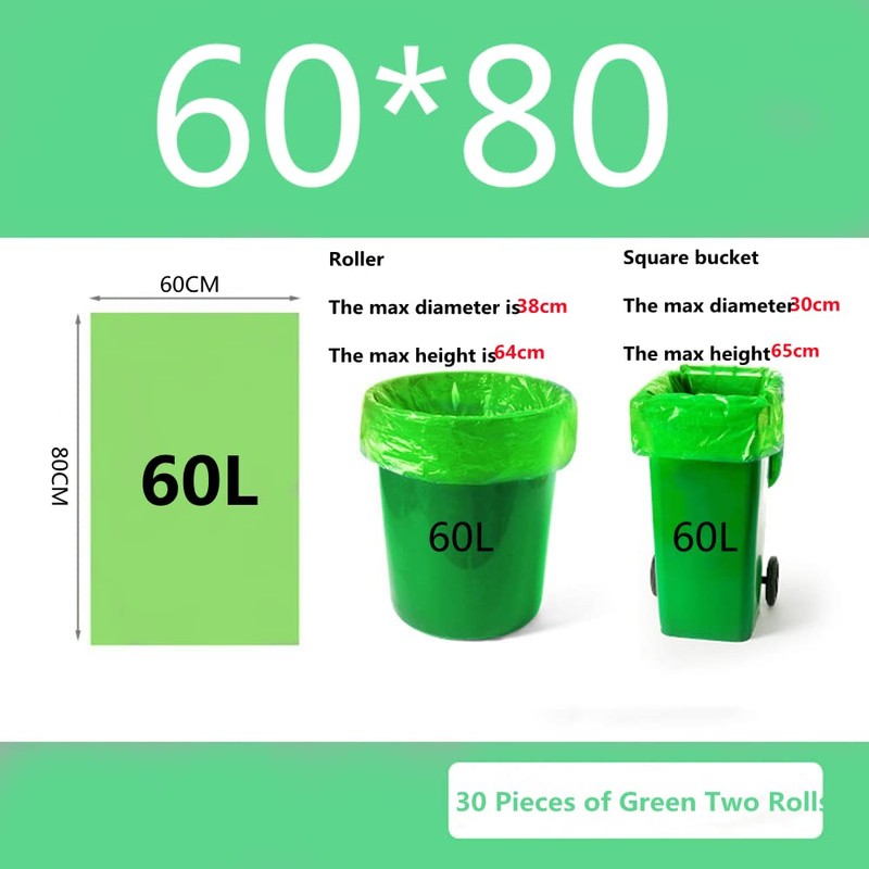 RTBQJ-AT 100% Biodegradable Bin Liners, 60L 30 Bags Biodegradable Food