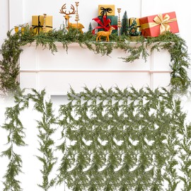 Daifunli 12 Pcs 5.6ft Artificial Christmas Garland Faux Cascading Pine Garlands Realistic Leaves Hanging Greenery Plant for Christmas Table Fireplace Wall Mantle Indoor Xmas Decor