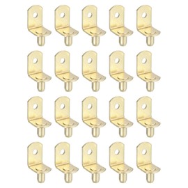 uxcell 30Pcs Shelf Support Pegs, 6mm L-Shaped Shelf Support Pins, Metal Support Pegs Holder for Kitchen Cabinet Bookcase Furniture (Gold)