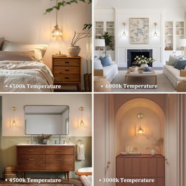 Shenmoyl Vintage Wall Sconce Wall Lamp Amber Tulip Shade Pattern Glass Adjustable Chain Retro Gold Wall Mounted Light, Wall Lamp Fixtures Decor for Bedside Bedroom Indoor Doorway