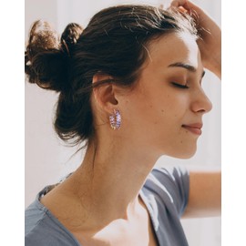 Secroma Hoop Earrings Gold for Women - 18K Gold-Plated Earrings with Cubic Zirconia, Crystals Earrings Gold, Jewellery for Women and Girls, One size, Brass, No Gemstone