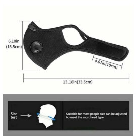 Unbranded  Black Face Mask with Reusable Carbon Filter Breathing Valves Aluminum Nose