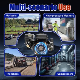 COFECO Gas Engine, 7.5HP 4 Stroke Gasoline Engine with Silencer, 210CC 3000W Gas Motor Electric Start Go Kart Gas Engine W/Electric Start for Go-Karts, Compressors, Trenchers