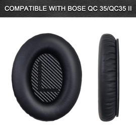 Replacement Ear Pads for Bose QuietComfort 35 35 II 15 25(qc 35 25 15/QC35 ii), Headphone Ear Covers, High Density Memory Cotton, Soft Leather, Adaptive Noise Isolation Headphones Pads Cushions